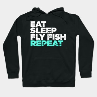 Eat, Sleep, Fly Fish, Repeat | Funny Fly Fishing Graphic Hoodie